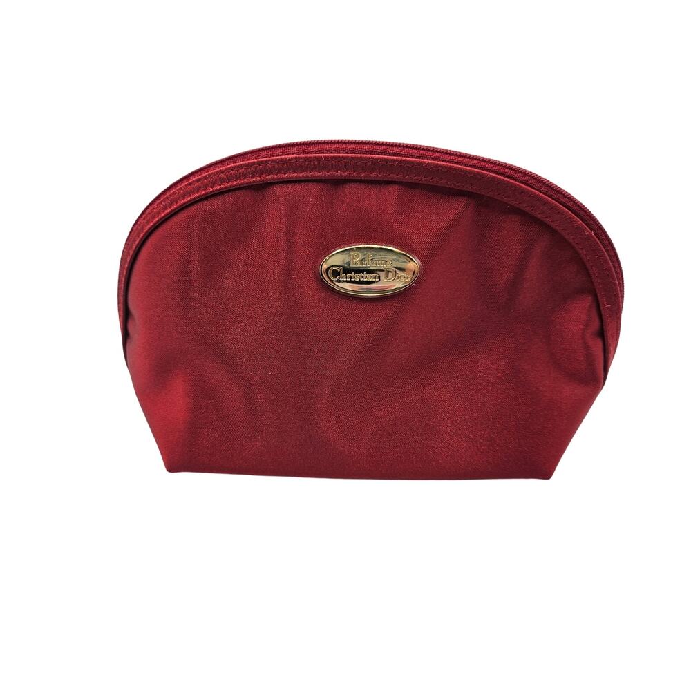 Christian Dior Red Satin Perfume Bag‎ Case New Never Used Zipper Closure